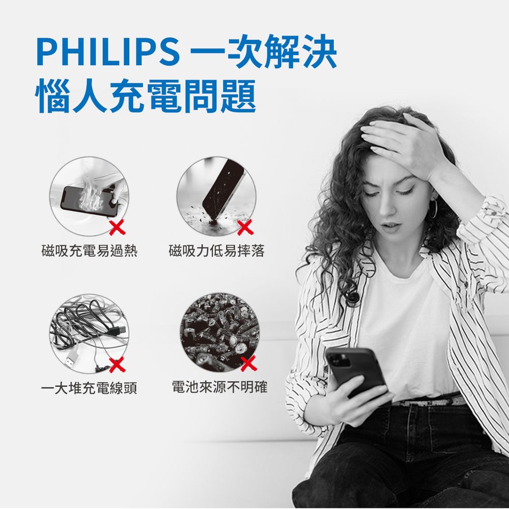 PHILIPS 飛利浦   磁吸無線快充充電器 1.25M手機架組合 DLK3535Q