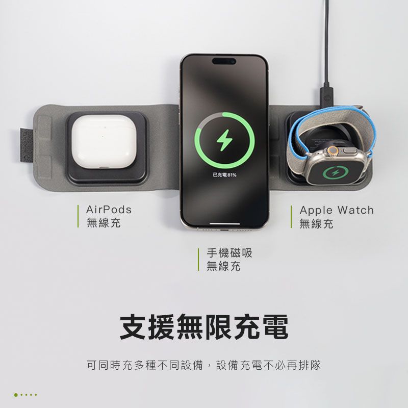 mophie  MagSafe 磁吸三合一旅行無線充電器