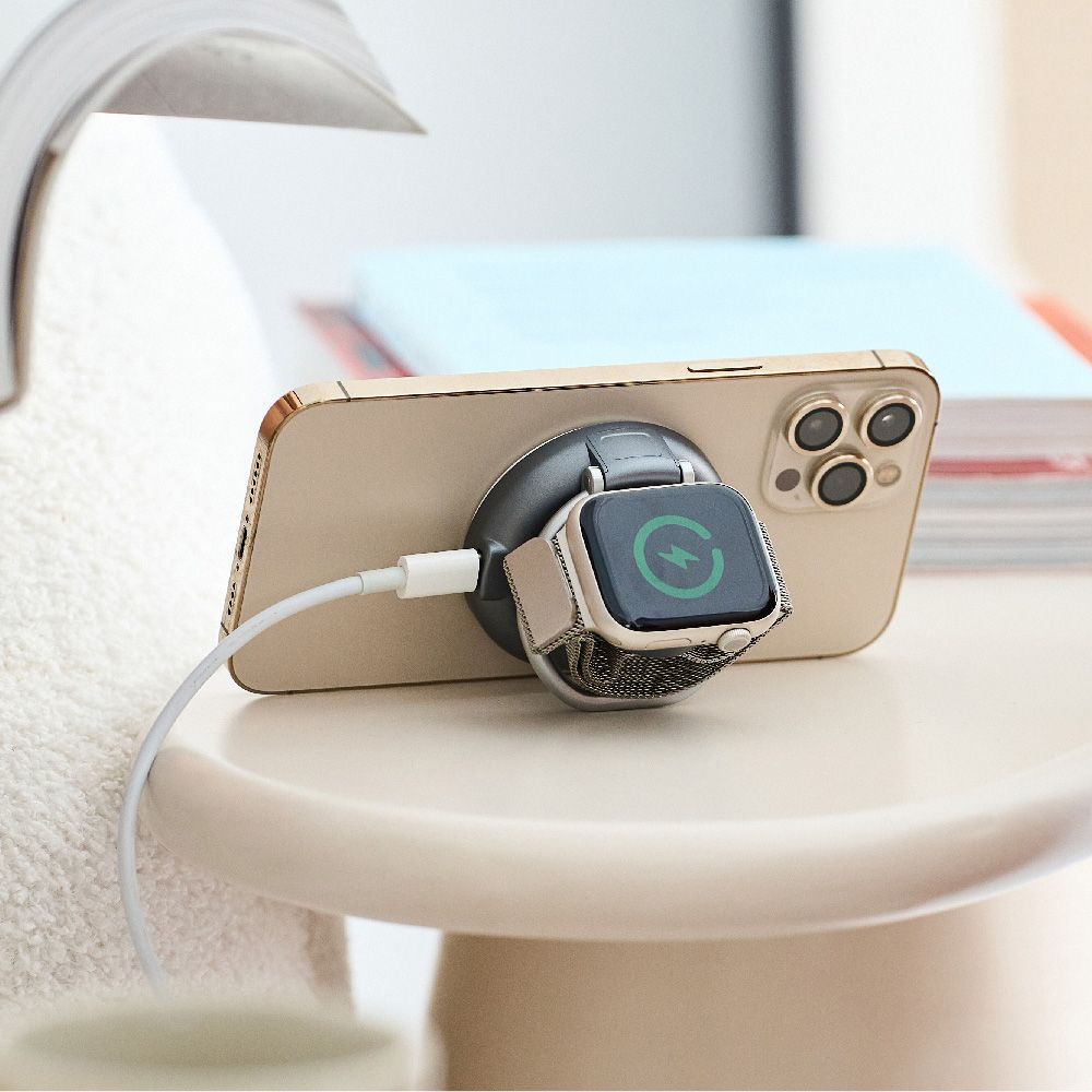  【omars】Qi2.0二合一磁吸無線充電架｜AppleWatch快充｜15W無線快充