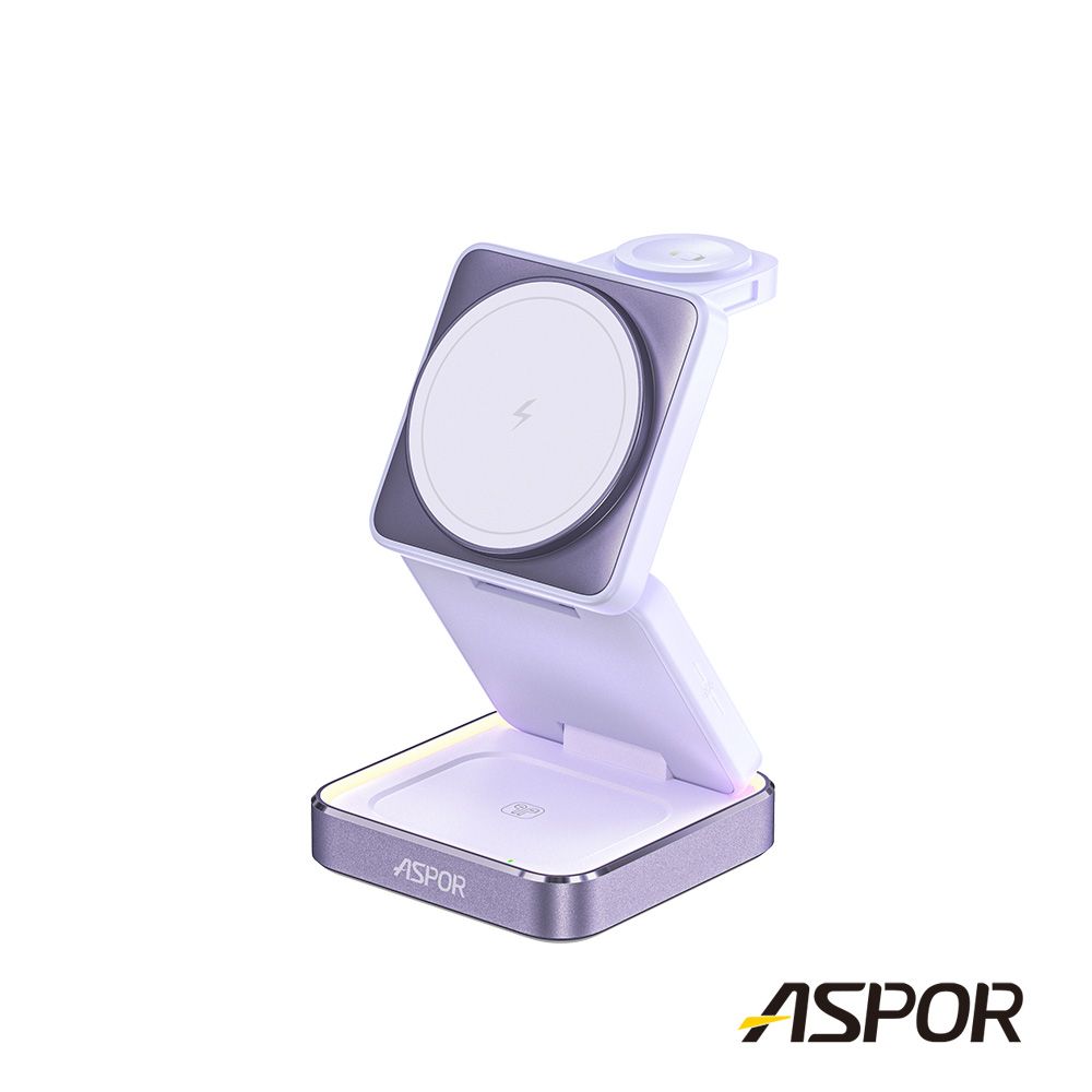 ASPOR 小魔方磁吸摺疊無線充電座-W90