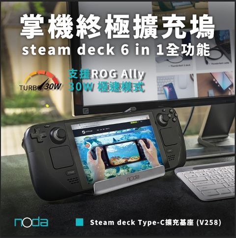 ☆noda Steam deck docking station 專用 Type-C 六合一擴充基座 (V258)