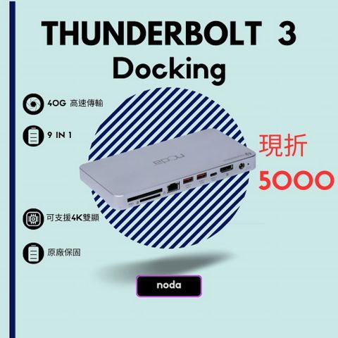 noda Halo Thunderbolt 3 Docking 雙向 40Gbps 閃電傳輸多功能擴充埠