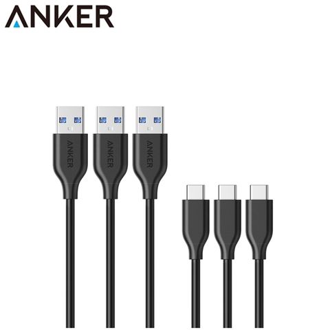 ANKER (3條90公分)美國 PowerLine USB-C轉USB3.0安卓手機傳輸充電線數據傳輸線同步線B8163013