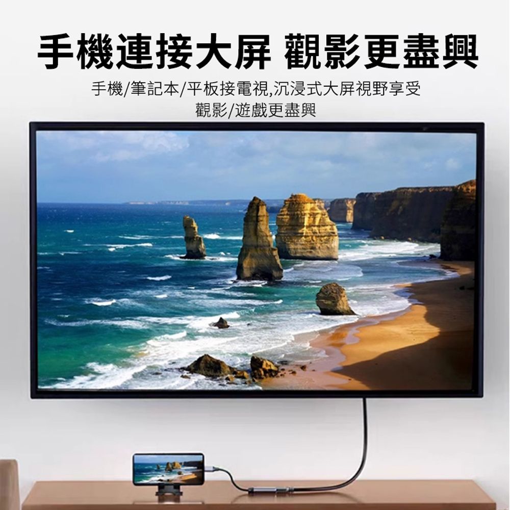 HADER Type-C to HDMI 尼龍轉接線 Mac筆電4K高清投屏線 筆電連接顯示線