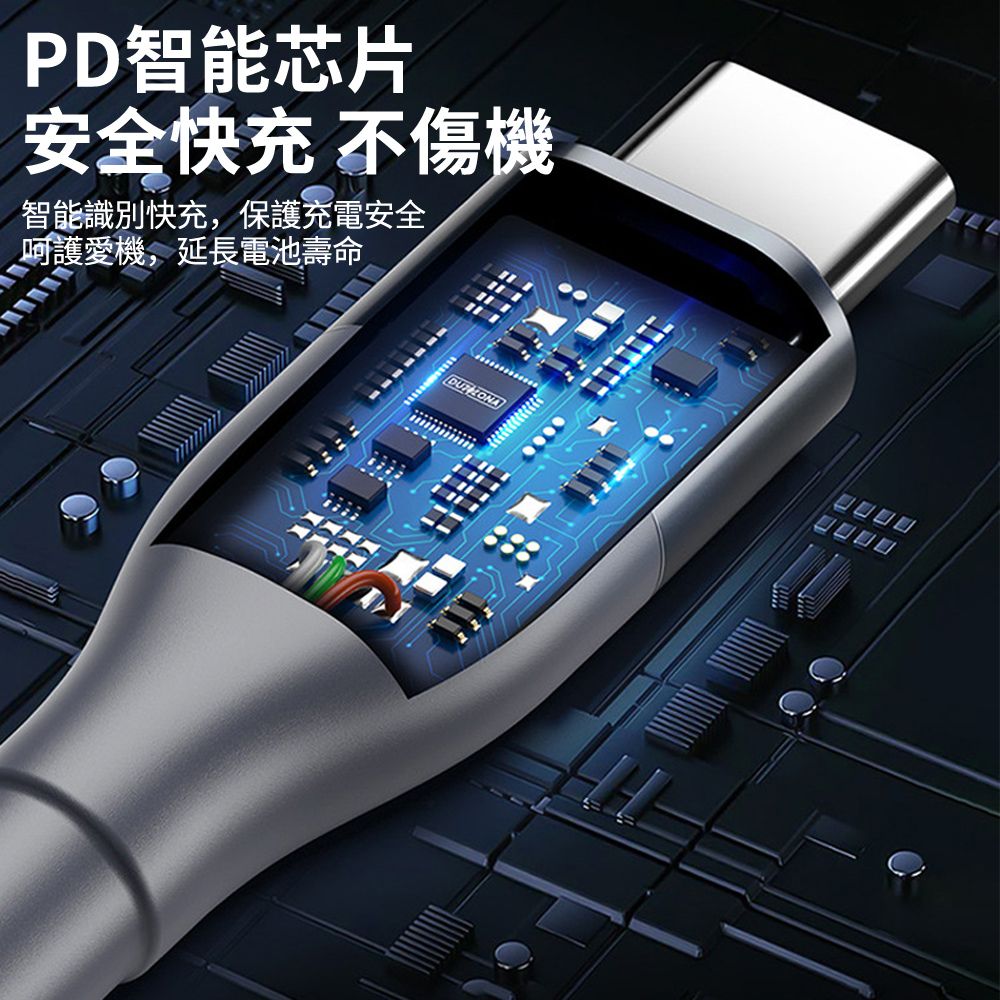 DUZZONA PD65W 雙Type C蘋果手機充電線 QC3.0快充數據線 尼龍編織線 2m