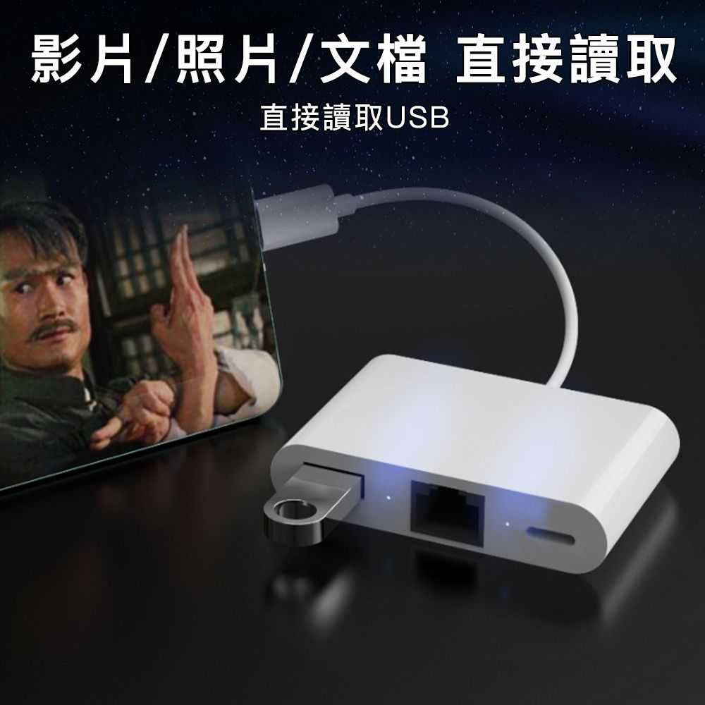 MoZuo 魔宙 iPhone Lightning轉USB/RJ45網路手機檔案傳輸OTG轉接器