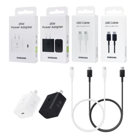SAMSUNG 原廠閃電快充25W + 3A 雙Type C旅充組 (盒裝)