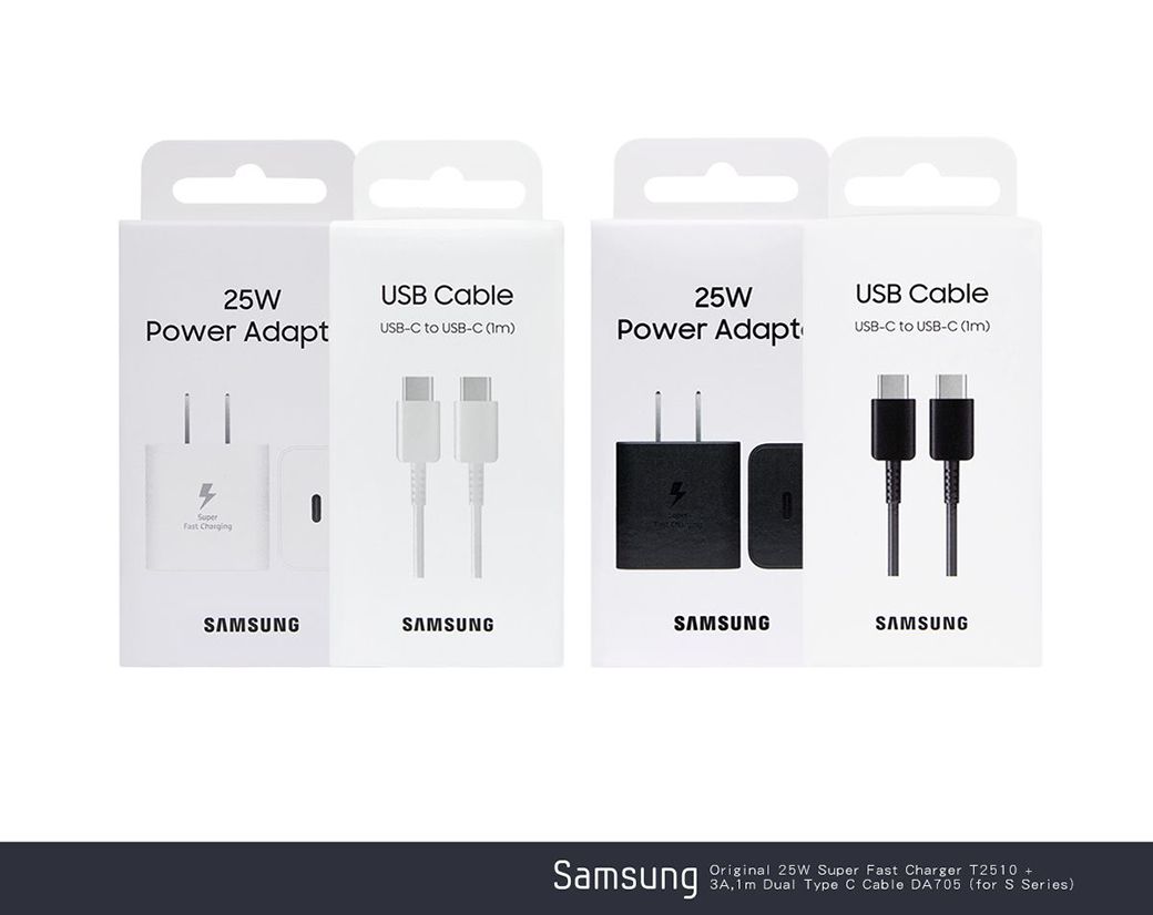 25WPower Adapt ChargingUB CableUSB-C  USB-C 25WPower AdaptUSB CableUSB-C to USB-C )SAMSUNGSAMSUNGSAMSUNGSAMSUNGSamsungOriginal 25W Super Fast Charger T25103A,1m Dual Type C Cable DA705 (for S Series)
