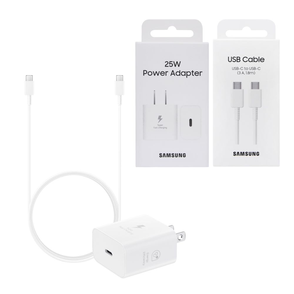 Samsung 三星 原廠 25W PD 3.0超快充T2510+3A,1.8m 雙Type C 線DX310 (公司貨)-白色