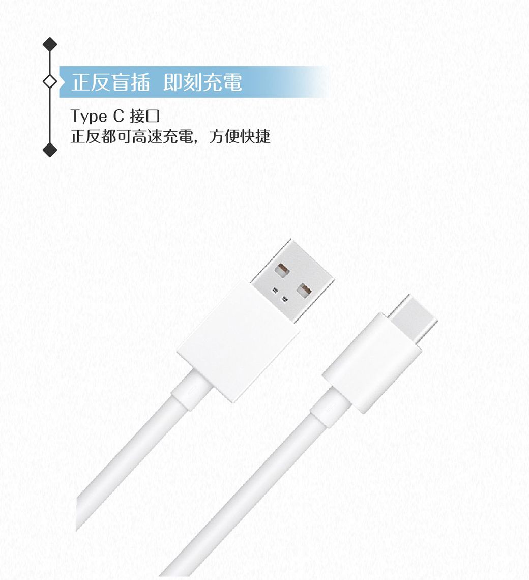 正反盲插 即刻充電Type C 接口正反都可高速充電,方便快捷