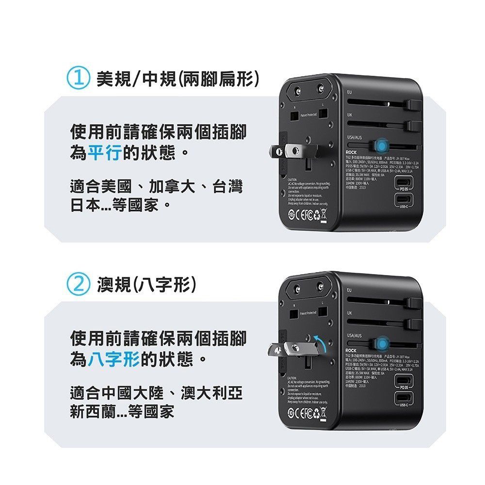 CITY BOSS CITY 33W 出國萬用充電器 全球通用萬能轉換插頭(2USB-C+3USB-A )