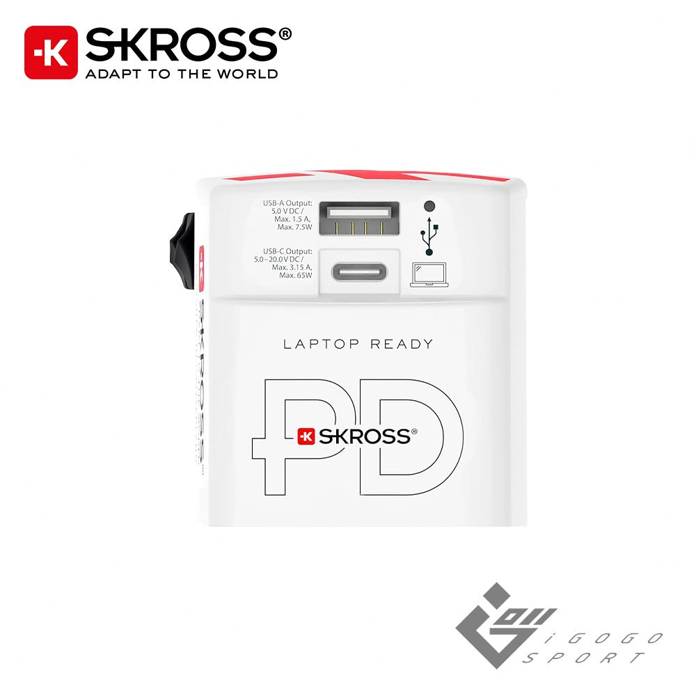 Skross 瑞士 65W Type-C/USB PD 旅行萬國插頭氮化鎵充電器(1A1C)