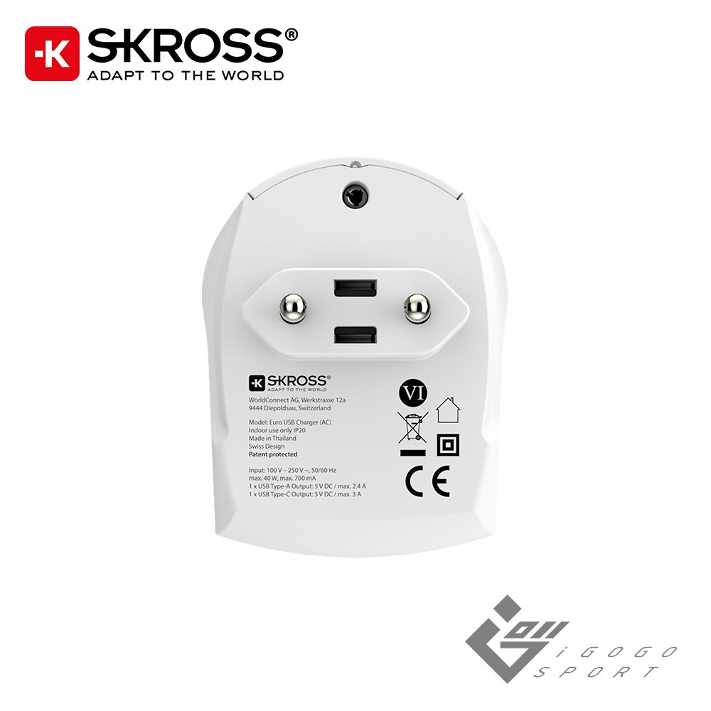 Skross 歐規旅行充電器 (1A1C)