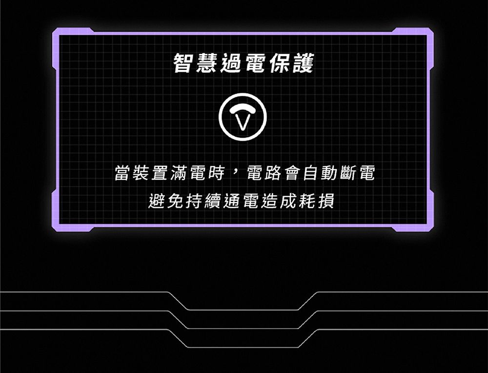 智慧過電保護當裝置滿電時,電路會自動斷電避免持續通電造成耗損