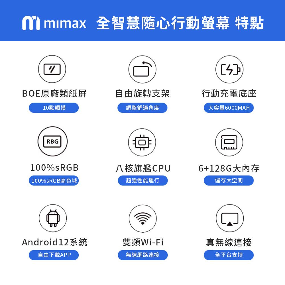 小米有品  | 米覓 mimax 全智慧隨心行動螢幕 21.5英吋 閨蜜機(開箱請錄影)  觸控螢幕 移動螢幕 平板 可移動電視