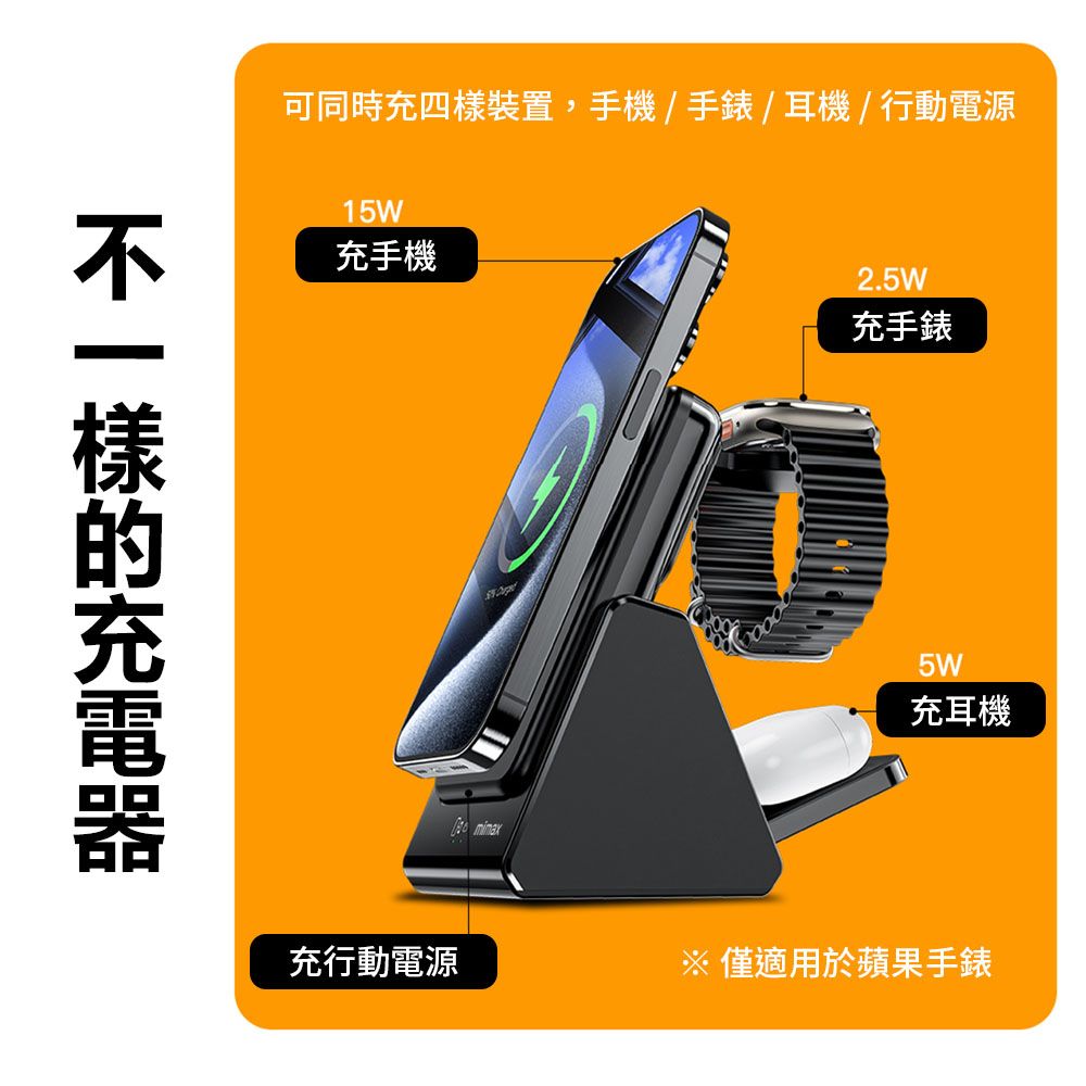 小米有品  | mimax 三合一摺疊行動電源 10000mAh-黑/白 18W 單孔輸出