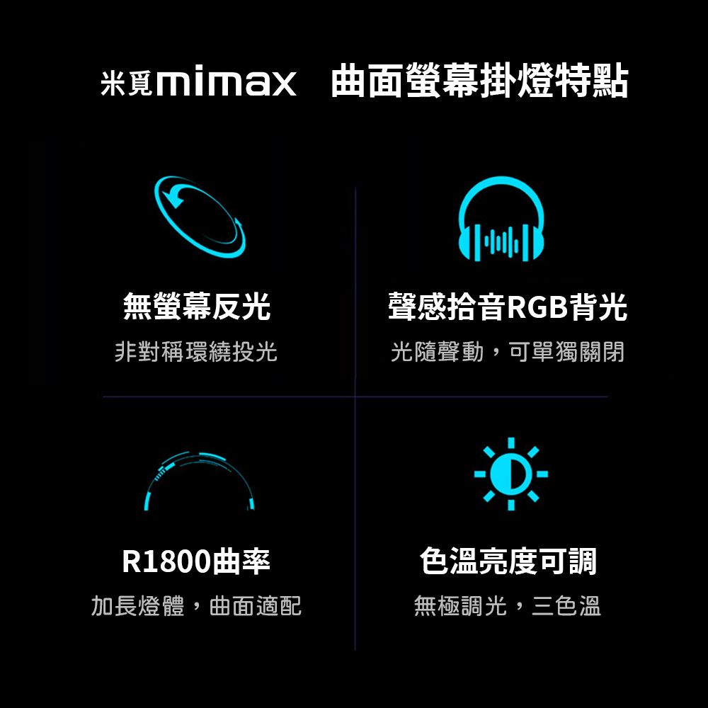 小米有品  | 米覓 mImax 拾音RGB七彩曲面螢幕掛燈 60cm大尺寸