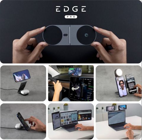 EDGE PRO 魔力吸MagSafe磁吸 手機.平板.車用支架鈦空銀