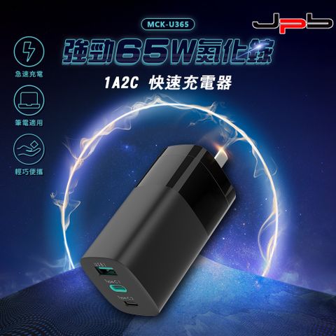 [ JPB ] 65W GaN 氮化鎵 智慧控電 PD快充 USB-C/A 三孔急速充電器/快充頭