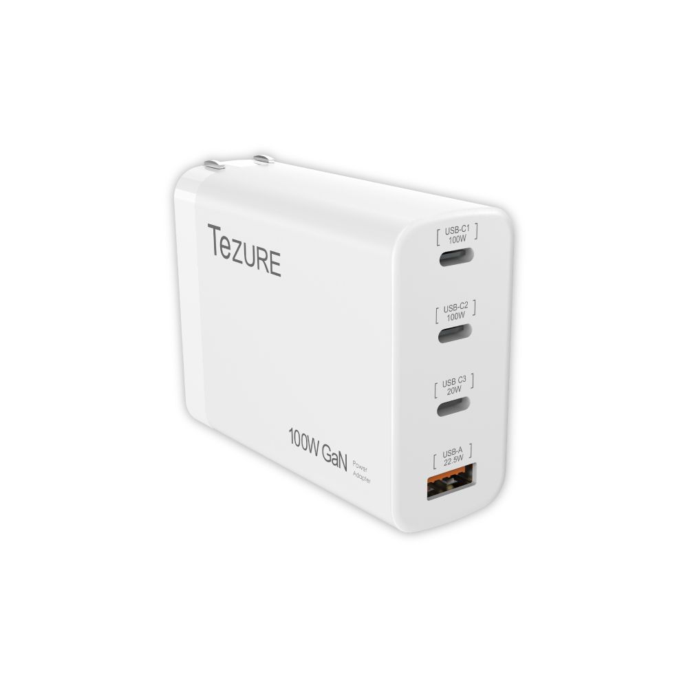 TeZURE 100w GaN 氮化鎵充電器 3C1A 四孔快充 |筆電/手機/MacBook Pro|BSMI認證