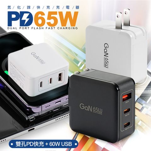 CB CITY 65W GaN 迷你氮化鎵PD+QC 三孔1A2C 快速充電器for iphone15 pro系列