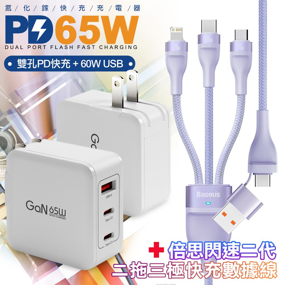 CB  65W GaN 氮化鎵 快速充電器-白