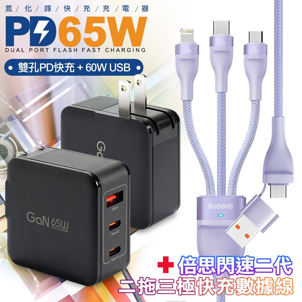 CB  65W GaN 氮化鎵 快速充電器-黑