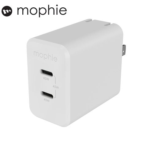 mophie speedport GaN 45W USB-C雙埠插座充電器 白色 (2C/氮化鎵GaN快充器)