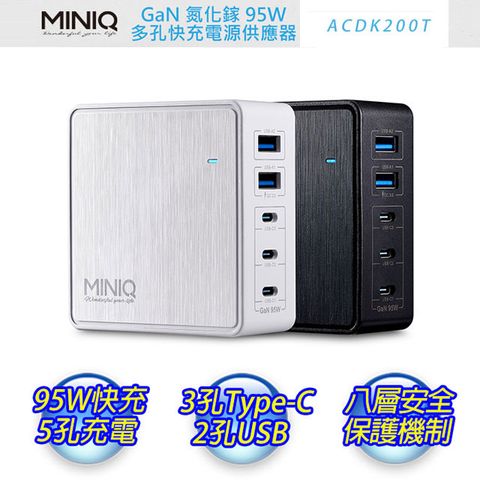 MIMIQ GaN 95W氮化鎵智慧型電源供應器AC-DK200T