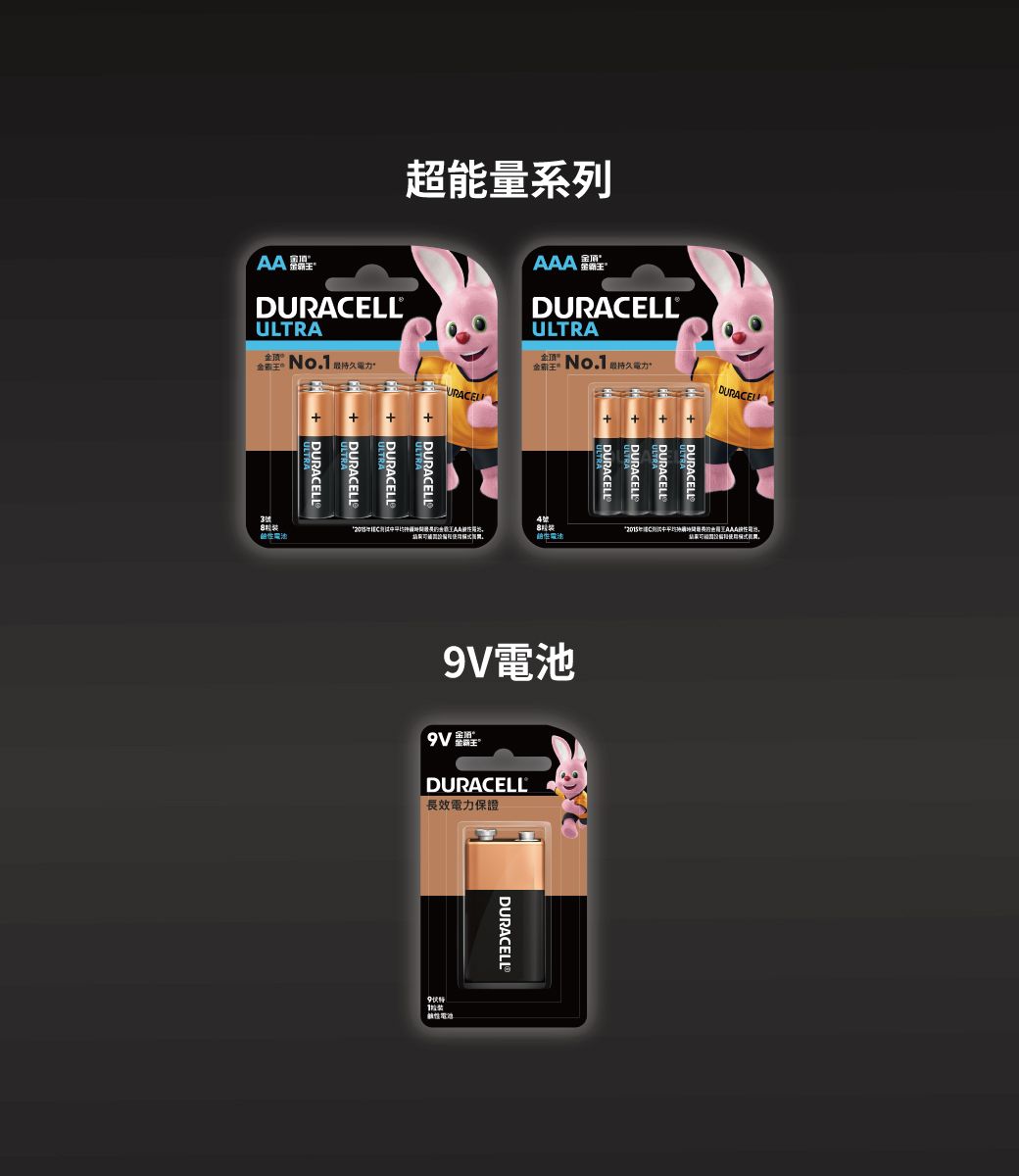 超能量系A DLULTRA頂金 LULTRA金 No.1 久力URAELDURACEL4號*AA*C列持9V電DURACELL長效電力保證電池DURACELL