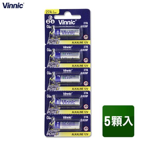 Vinnic 27A 12V鹼性電池 (5入)同 LRV27A A27 MN27