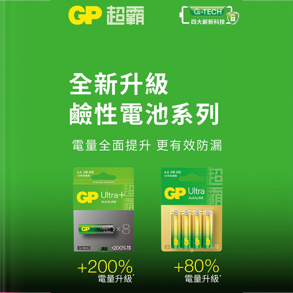 GP 超霸 4號特強鹼性電池8入 Ultra+修正帶+3號特強鹼性電池8入Ultra+修正帶(共16入)