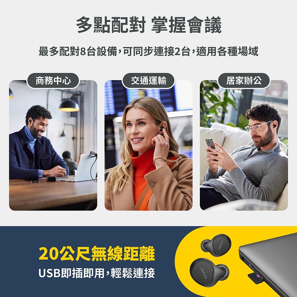 Jabra】Evolve2 buds商務會議多點藍牙真無線耳機含無線充電板(精裝限量