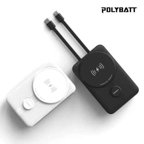 PolyBatt 10000mAh 磁吸帶線行動電源 支援磁吸 2C / LC