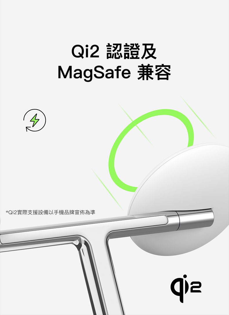 Qi2 認證及MagSafe 兼容Qi2實際支援設備以手機品牌宣佈為準