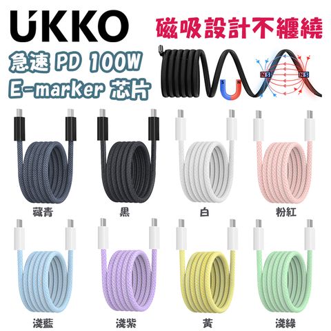 ✦不打結/自動吸附收納✦PD 100W 磁吸收納 急速充電+傳輸線 1m (8色可選)iPhone15.安卓.筆電通用/全線磁力捲收/不散亂/不打結