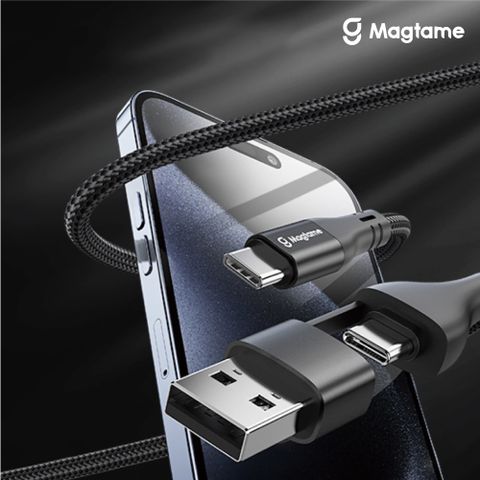 Magtame O-Magcable 圓線款 2in1 USB-C to C+ A 磁性快收納充電傳輸線 1M