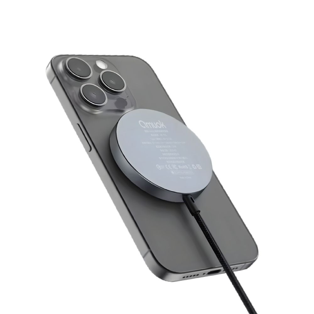 amuok Qi2 15W 極簡mini 磁吸無線充電器《自帶線款》Qi2認證 無線充 MagSafe 磁吸充電盤 磁吸式充電盤