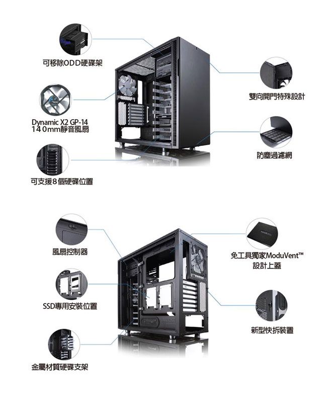 Fractal Design】 Define R5 永夜黑透側電腦機殼- PChome 24h購物