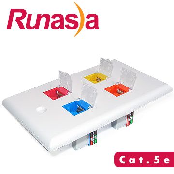 Runasia 仟亞電訊 超五類(Cat.5e)四埠埋入式資訊面板組