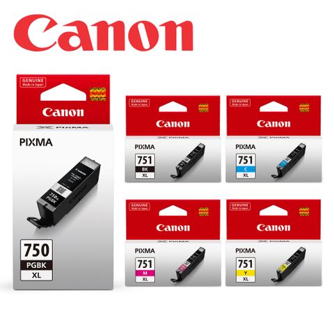 ◆買就送7-11禮券◆CANON PGI-750XL-BK+CLI-751XL-BK/C/M/Y 原廠XL墨水匣組合(2黑+3彩)