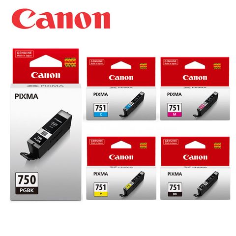 ◆買就送7-11禮券◆CANON PGI-750BK+CLI-751BK/C/M/Y 原廠墨水匣組合(2黑+3彩)