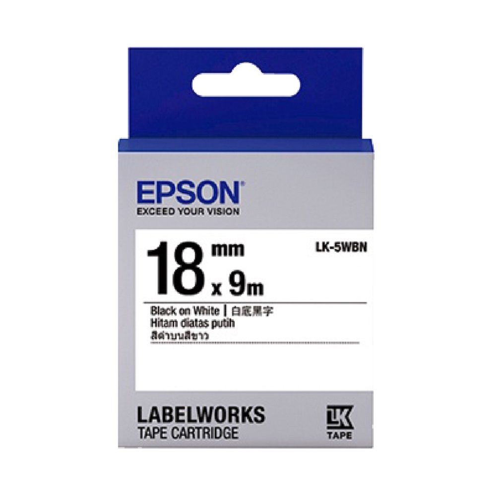 EPSON 愛普生  LK-5WBN 一般系列白底黑字標籤帶(寬度18mm)