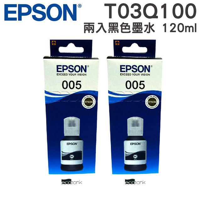 EPSON 愛普生  T03Q100 原廠連供高容量黑色墨水120ml 2入