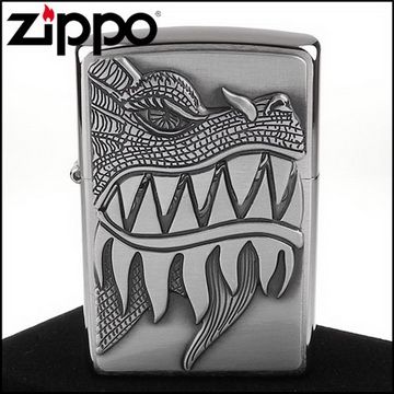 Zippo 美系~Fire Breathing Dragon-噴火龍圖案貼飾打火機