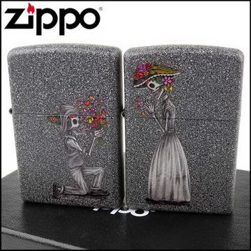 Zippo 美系~Day of The Dead Skulls-真愛至死不渝情人對組打火機