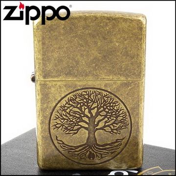 Zippo 美系~Tree of life-生命之樹仿古鍍黃銅打火機