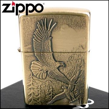 Zippo 美系~Where Eagles Dare-老鷹圖案貼飾打火機