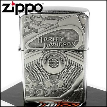 Zippo 美系~Harley-Davidson-哈雷-V2引擎圖案貼飾打火機