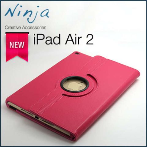 【福利品特價下殺】iPad Air 2新iPad第六代專用360度調整型站立式保護皮套（桃紅色）